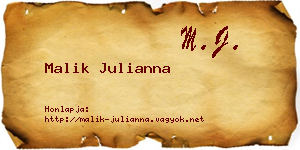 Malik Julianna névjegykártya